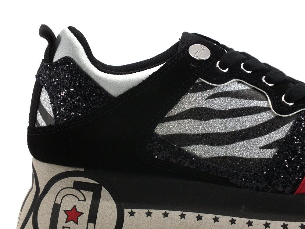 LIU JO Super Maxi Wonder 2 Sneaker Glitter Platform Zebra Silver BF1041TX198 - Sandrini Calzature e Abbigliamento