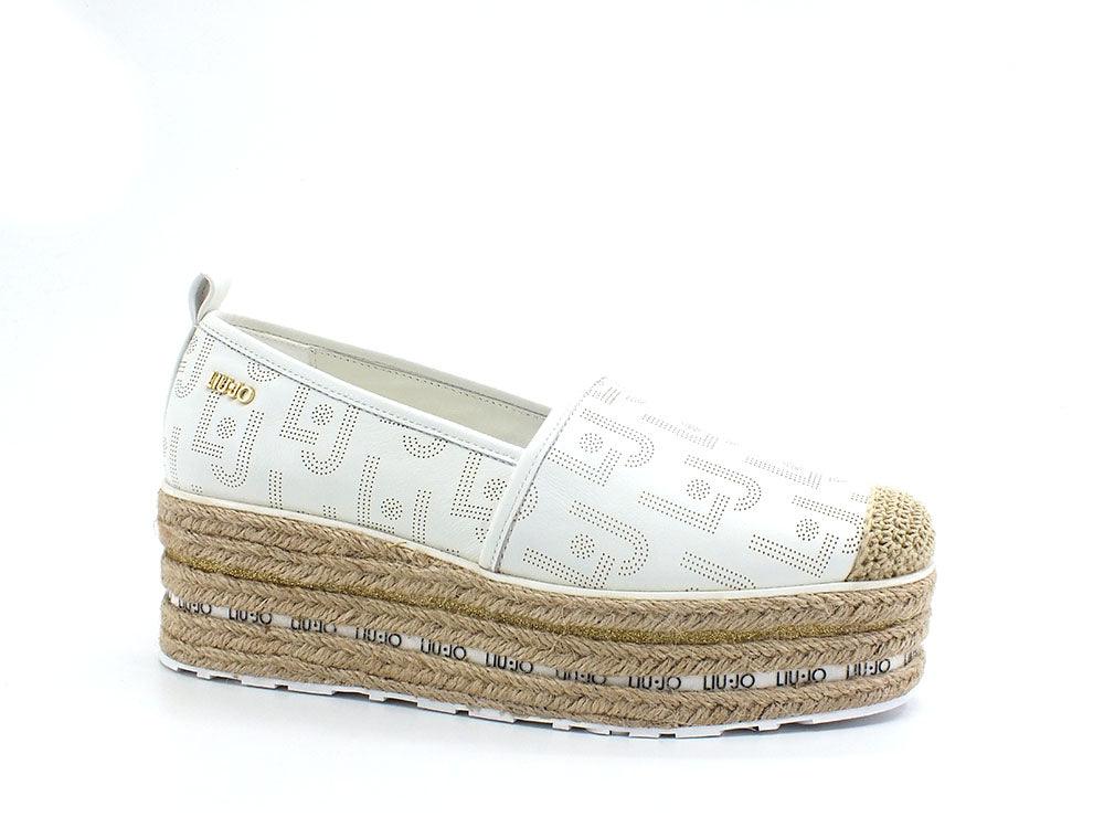 LIU JO Winona 03 Espadrillas Flat Form Loghi White SA2115PX149 - Sandrini Calzature e Abbigliamento