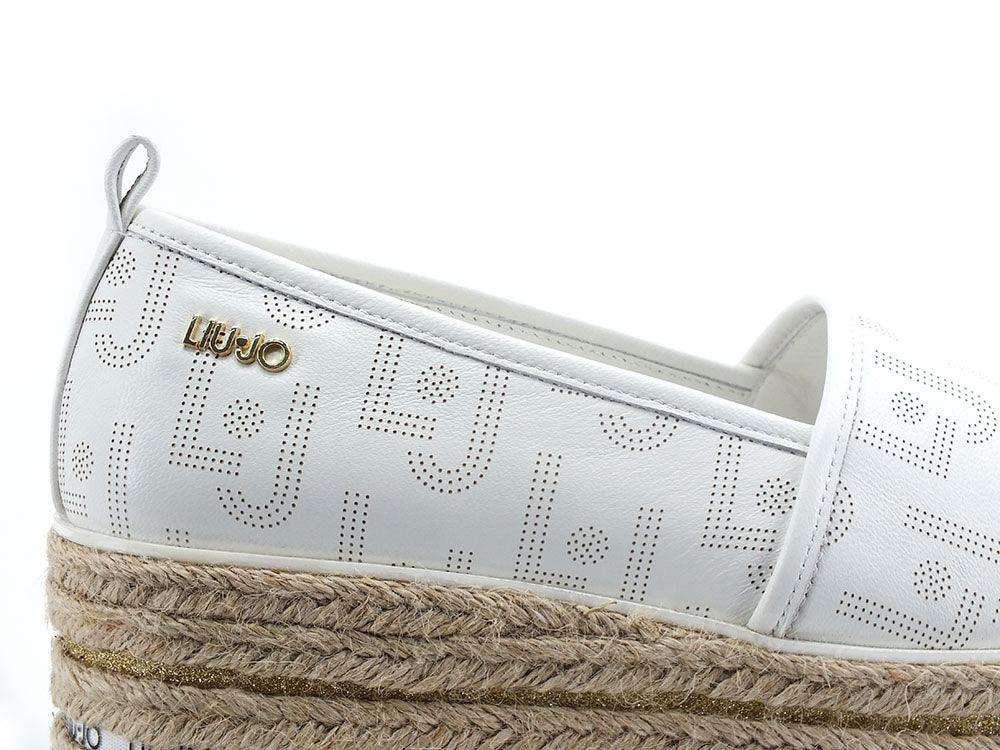 LIU JO Winona 03 Espadrillas Flat Form Loghi White SA2115PX149 - Sandrini Calzature e Abbigliamento