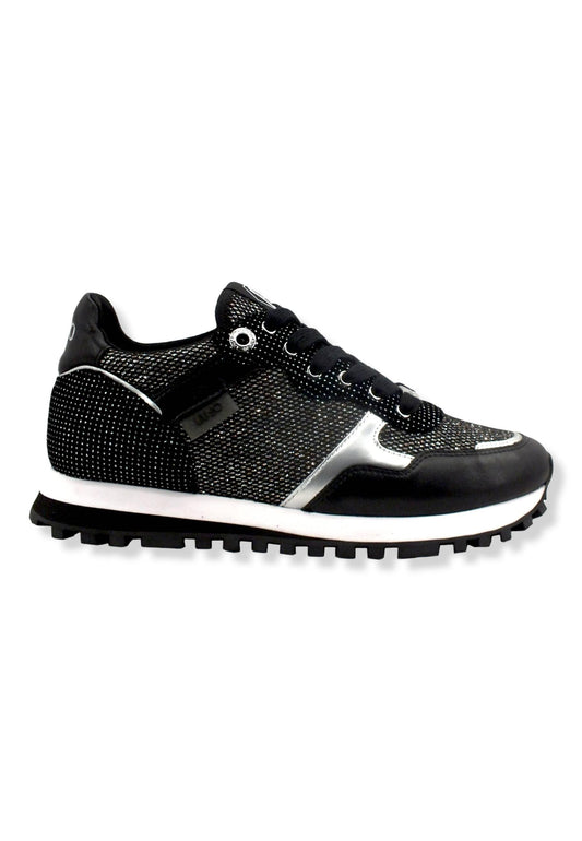 LIU JO Wonder 01 Glitter Sneaker Donna Black Silver BF2061PX239 - Sandrini Calzature e Abbigliamento