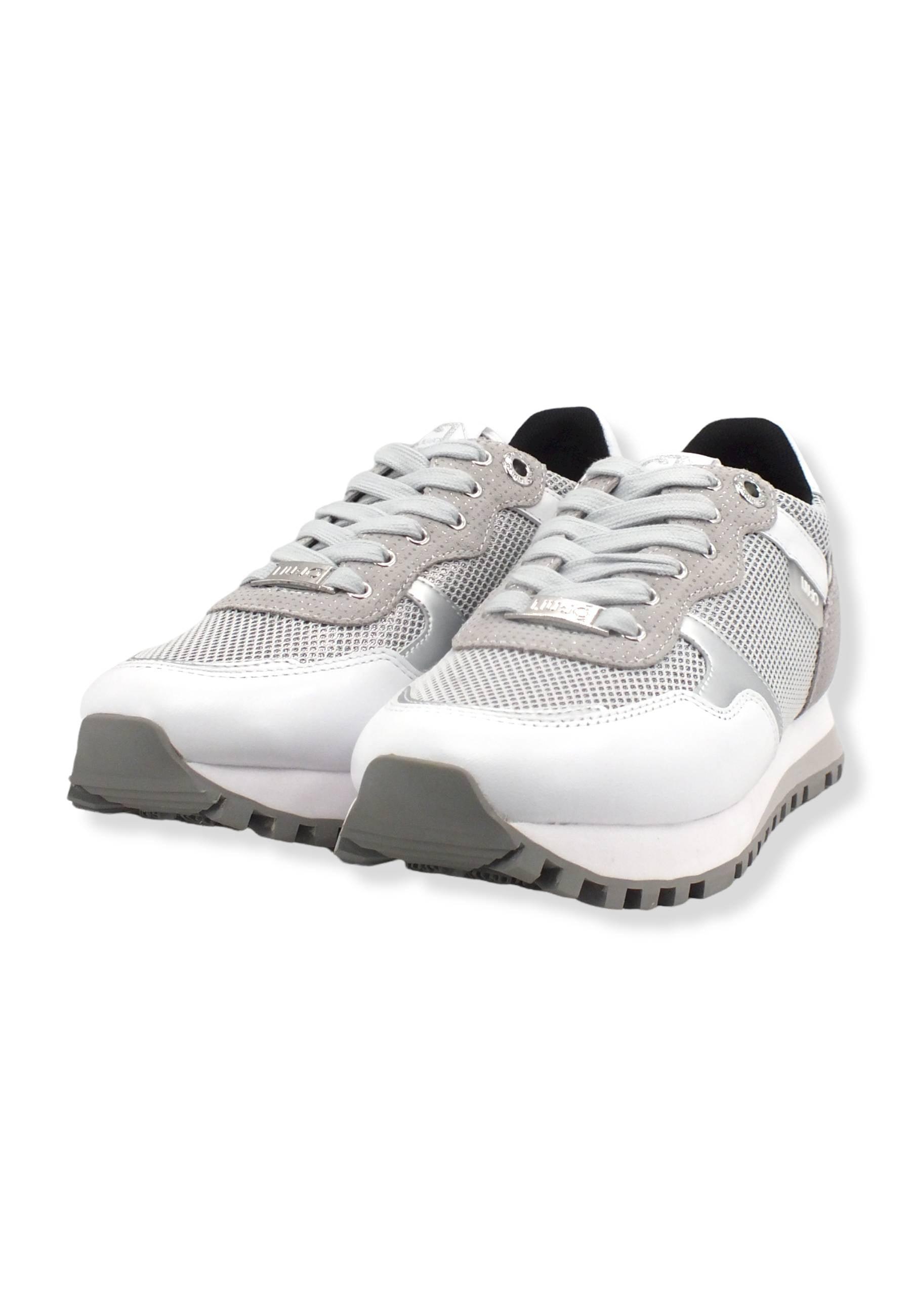 LIU JO Wonder 01 Glitter Sneaker Donna Silver White BF2061PX239 - Sandrini Calzature e Abbigliamento