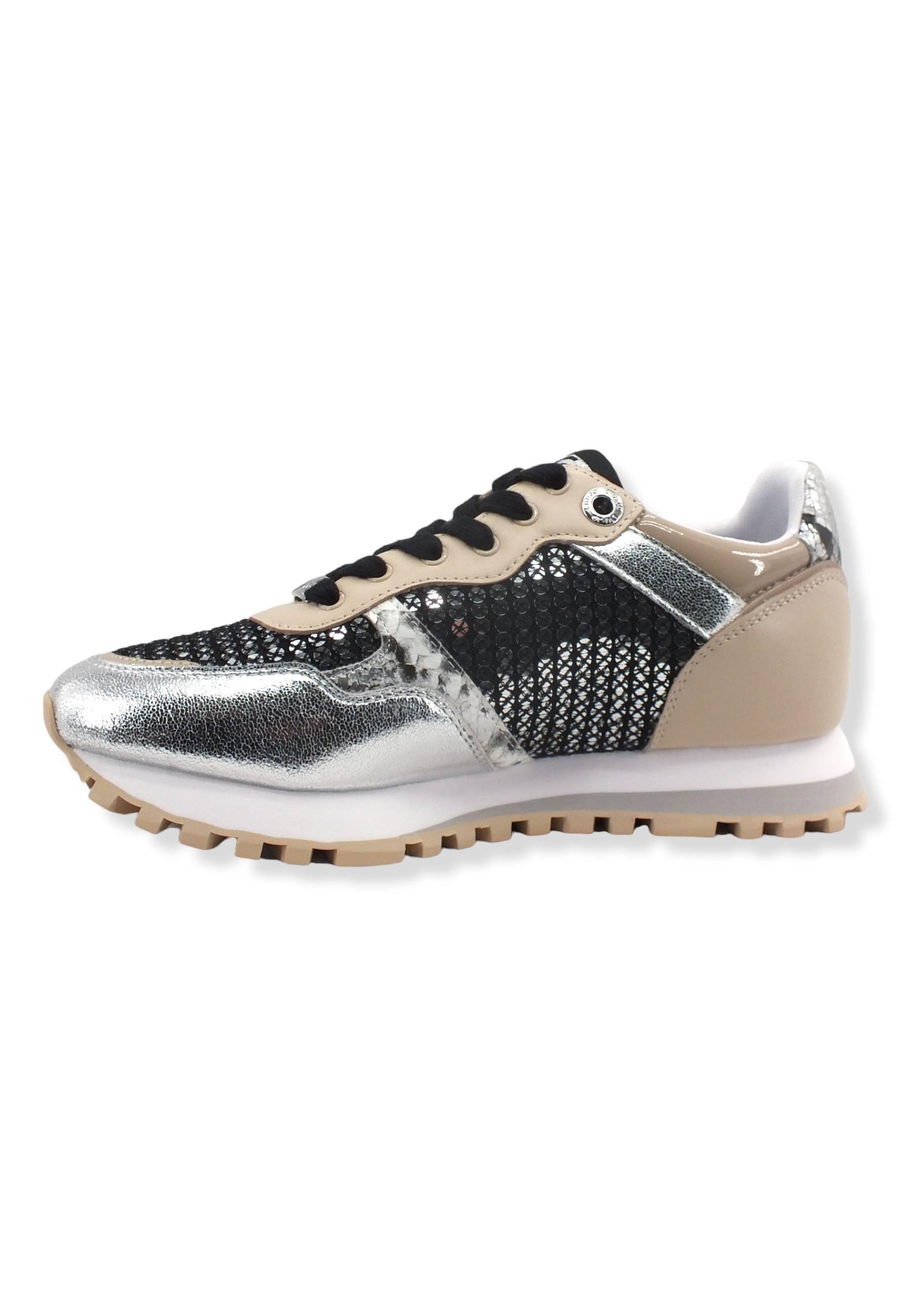 LIU JO Wonder 01 Paillettes Sneaker Donna Silver Nude BF2061TX254 - Sandrini Calzature e Abbigliamento