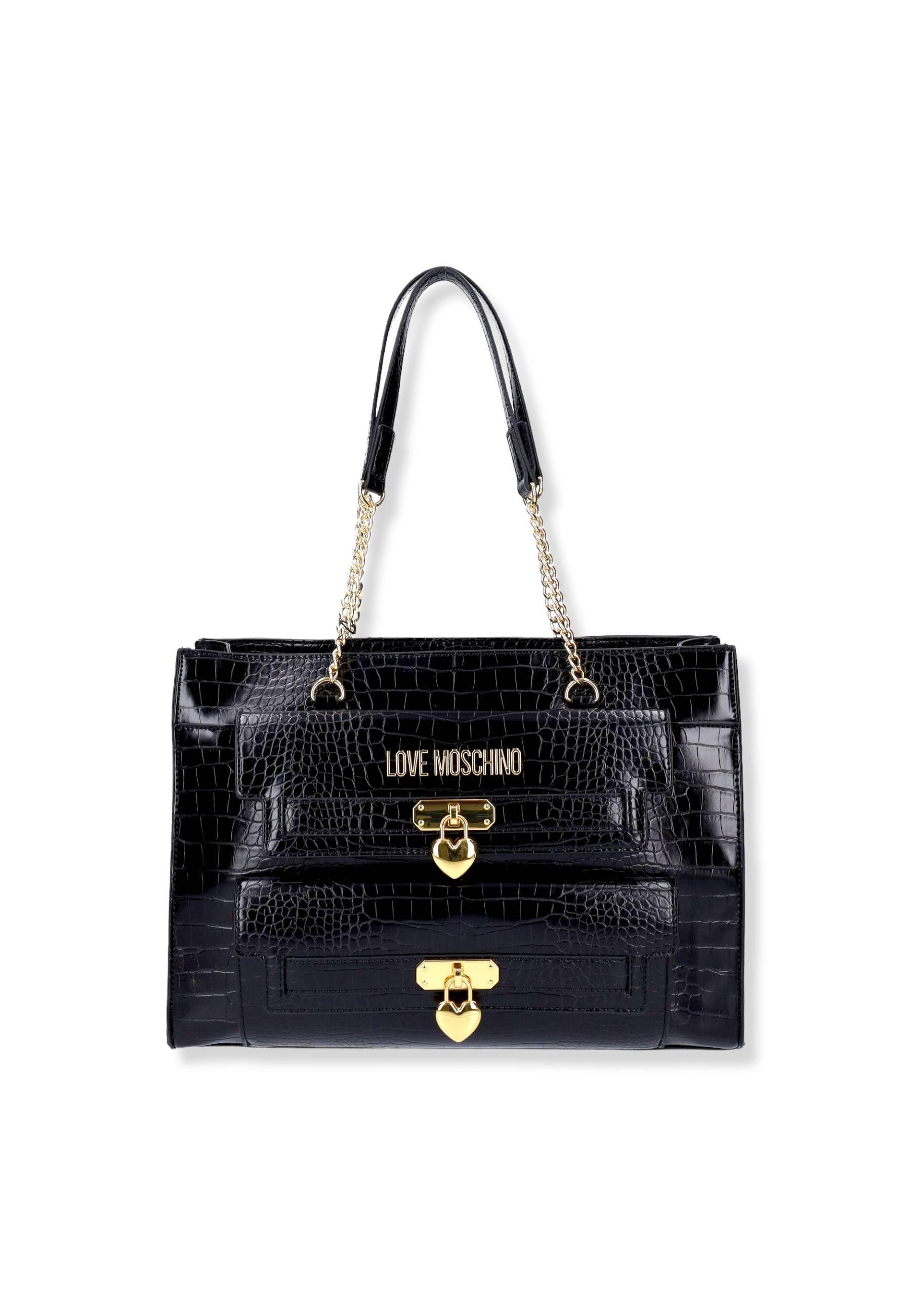 LOVE MOSCHINO Borsa Donna Stampa Coccodrillo Nero JC4069PP1FLF0000 - Sandrini Calzature e Abbigliamento