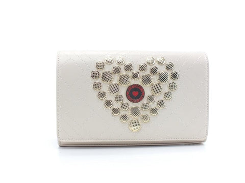 LOVE MOSCHINO Borsa Pochette Clutch Logo Cuore Borchie Avorio JC4114PP1ELP0110 - Sandrini Calzature e Abbigliamento