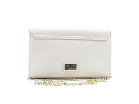 LOVE MOSCHINO Borsa Pochette Clutch Logo Cuore Borchie Avorio JC4114PP1ELP0110 - Sandrini Calzature e Abbigliamento