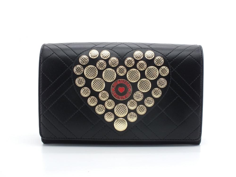 LOVE MOSCHINO Borsa Pochette Clutch Logo Cuore Borchie Nero JC4114PP1ELP0000 - Sandrini Calzature e Abbigliamento