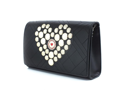 LOVE MOSCHINO Borsa Pochette Clutch Logo Cuore Borchie Nero JC4114PP1ELP0000 - Sandrini Calzature e Abbigliamento