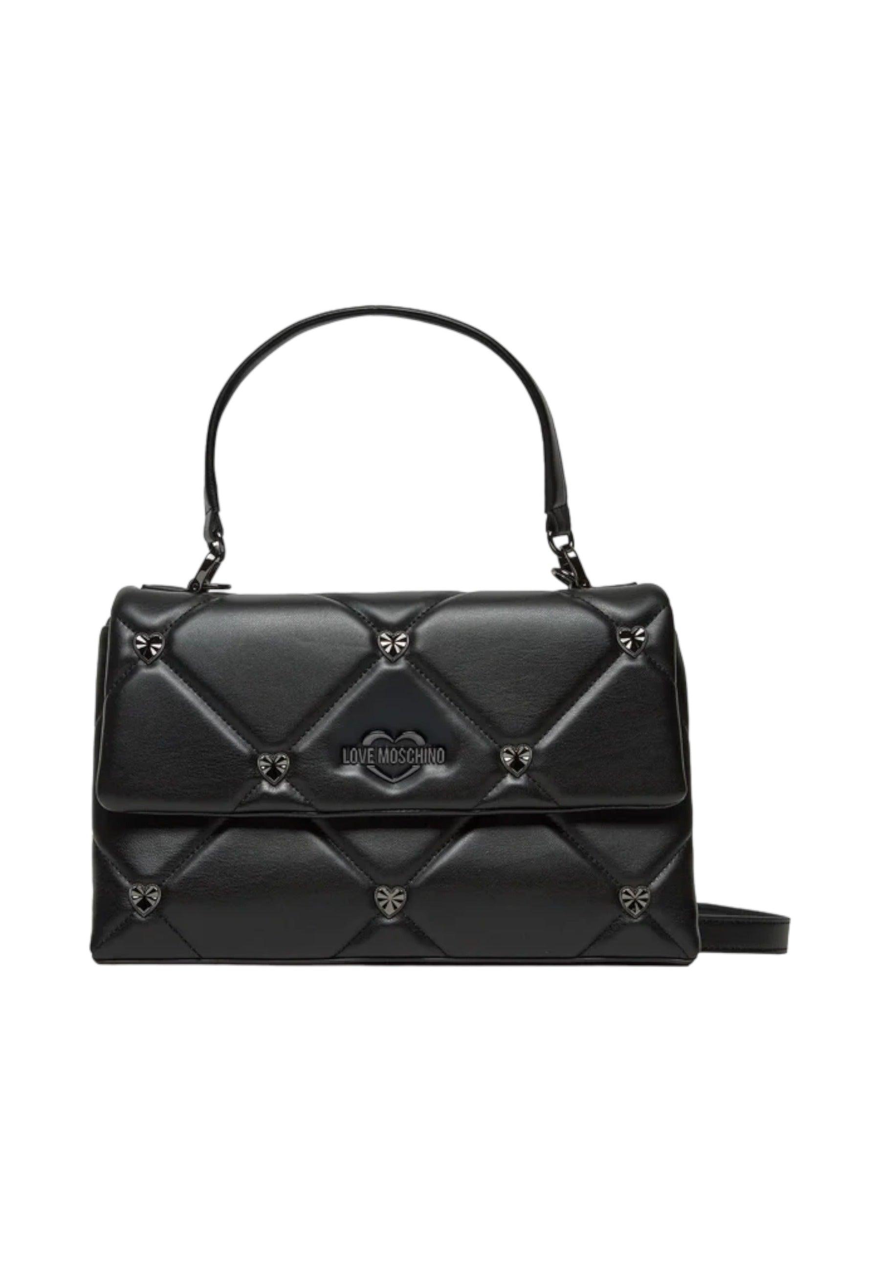LOVE MOSCHINO Borsa Satchel Cuori Nero Canna di Fucile JC4184PP0HLZ0000 - Sandrini Calzature e Abbigliamento