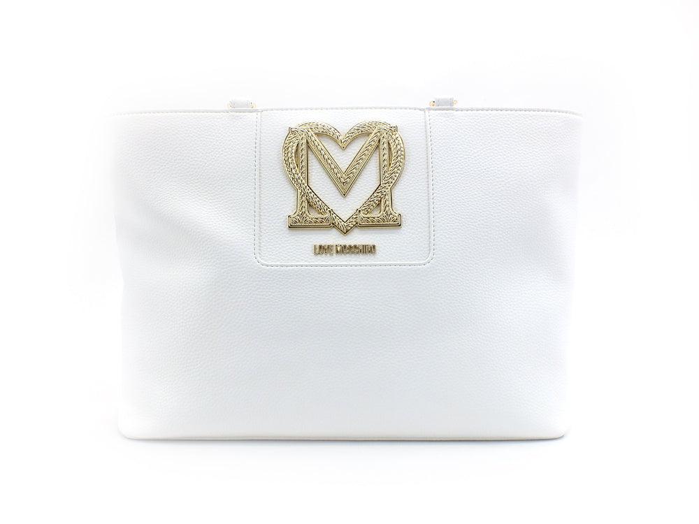 LOVE MOSCHINO Borsa Tote Logo Gold Bianco JC4382PP0EKM0100 - Sandrini Calzature e Abbigliamento