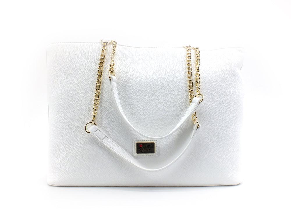 LOVE MOSCHINO Borsa Tote Logo Gold Bianco JC4382PP0EKM0100 - Sandrini Calzature e Abbigliamento