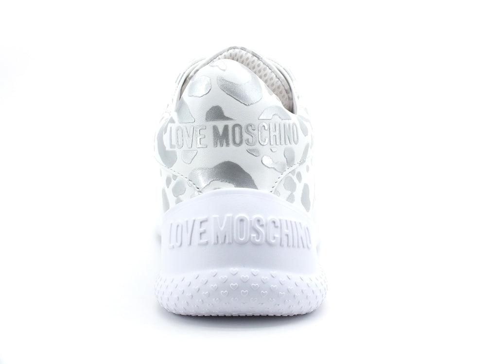 LOVE MOSCHINO Camp 40 Stampa Leopard Sneaker Donna Bianco Argento JA15374G0CJE090B - Sandrini Calzature e Abbigliamento