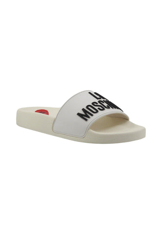 LOVE MOSCHINO Ciabatta Donna Bianco Nero JA28052G0II14100 - Sandrini Calzature e Abbigliamento