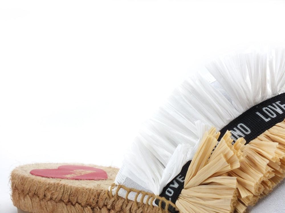 LOVE MOSCHINO Ciabatta Espadrillas 25 Crosta Raffia Bianco JA10412G0CJG0100 - Sandrini Calzature e Abbigliamento