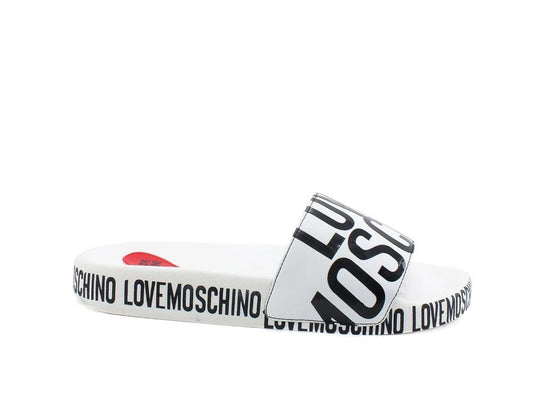 LOVE MOSCHINO Ciabatta Sabot Pool 25 Logo Bianco JA28032G1CI12100 - Sandrini Calzature e Abbigliamento