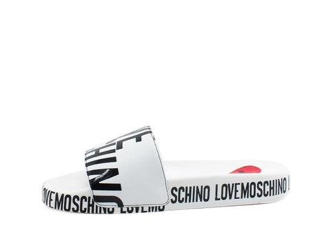 LOVE MOSCHINO Ciabatta Sabot Pool 25 Logo Bianco JA28032G1CI12100 - Sandrini Calzature e Abbigliamento