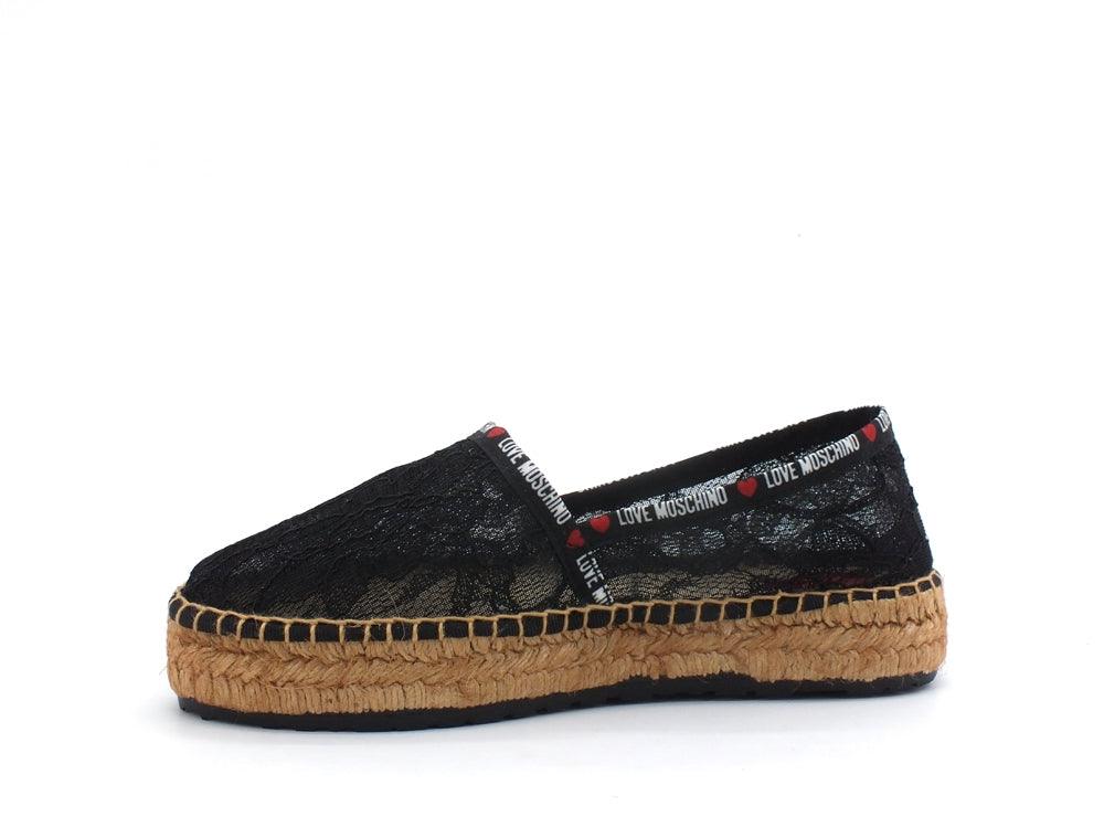 LOVE MOSCHINO Espadrillas Pizzo Logo Nero JA10373G1CIL0000 - Sandrini Calzature e Abbigliamento