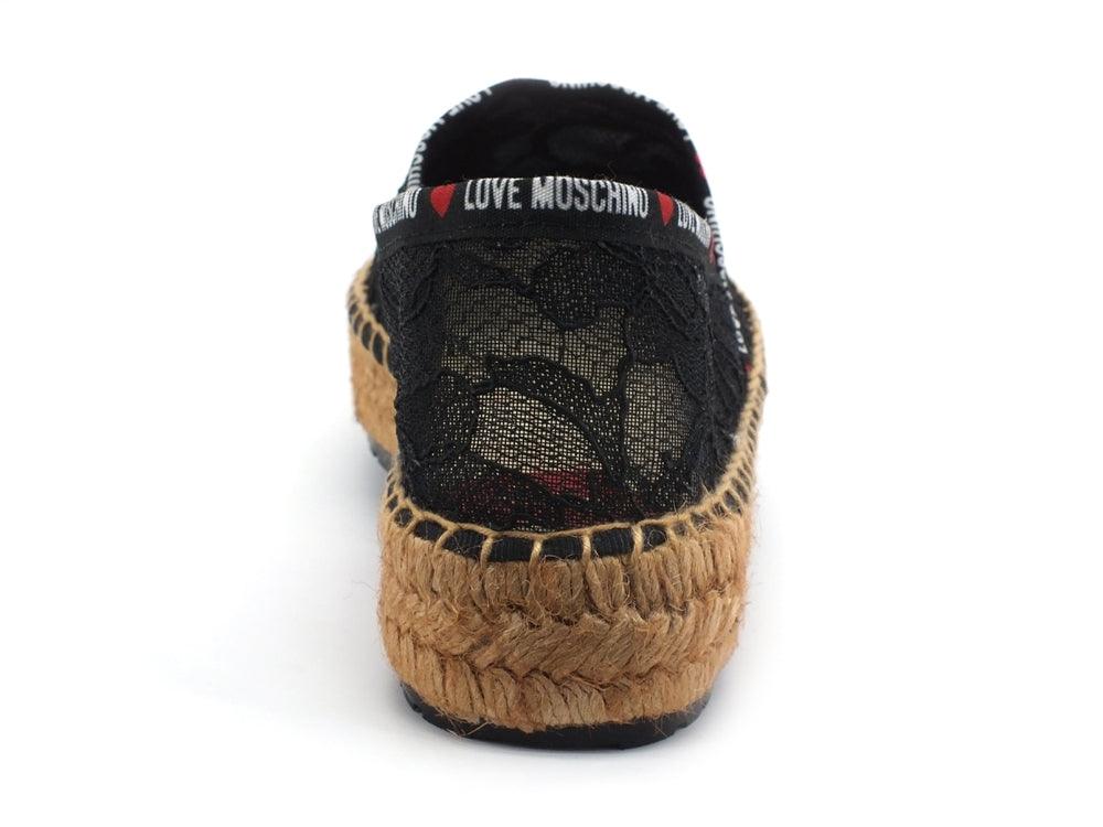 LOVE MOSCHINO Espadrillas Pizzo Logo Nero JA10373G1CIL0000 - Sandrini Calzature e Abbigliamento