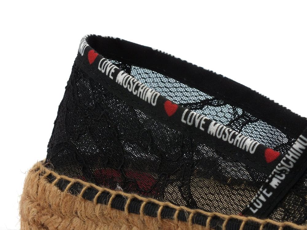 LOVE MOSCHINO Espadrillas Pizzo Logo Nero JA10373G1CIL0000 - Sandrini Calzature e Abbigliamento