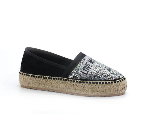 LOVE MOSCHINO Espadrillas Strass Corda Nero JA10203G0EIG0000 - Sandrini Calzature e Abbigliamento