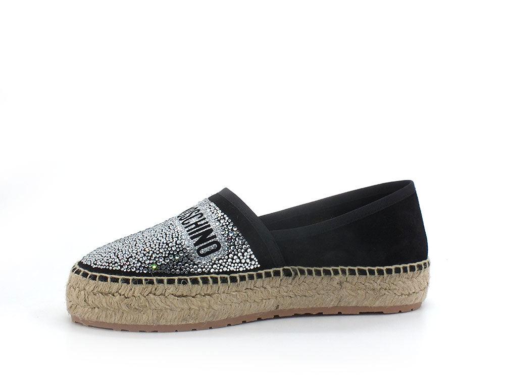 LOVE MOSCHINO Espadrillas Strass Corda Nero JA10203G0EIG0000 - Sandrini Calzature e Abbigliamento