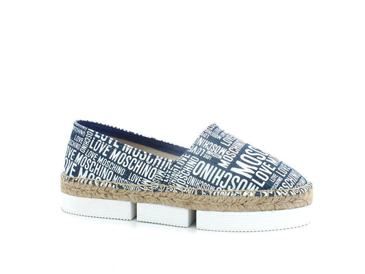 LOVE MOSCHINO Espadrillas Tessuto Loghi Blu Bianco JA10223G0EJF070A - Sandrini Calzature e Abbigliamento