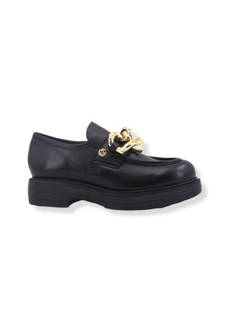 LOVE MOSCHINO Mocassino Pelle Tacco Catena Donna Nero JC10344G1FIA0000 - Sandrini Calzature e Abbigliamento