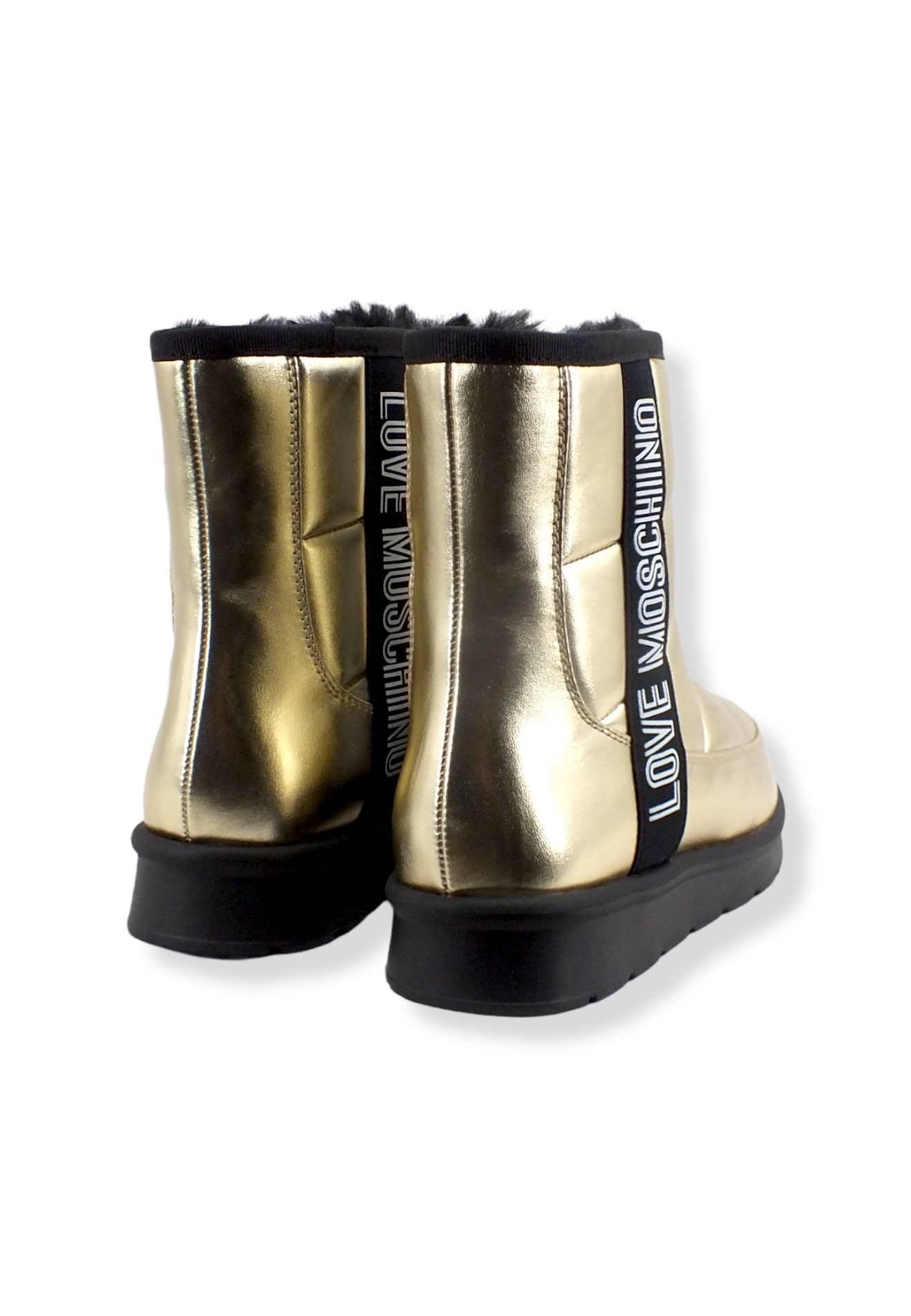 LOVE MOSCHINO Moonboot Doposci Donna Boot Winter Lamè Oro Platino JA24103H1FJZG900 - Sandrini Calzature e Abbigliamento