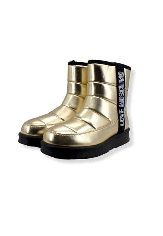 LOVE MOSCHINO Moonboot Doposci Donna Boot Winter Lamè Oro Platino JA24103H1FJZG900 - Sandrini Calzature e Abbigliamento