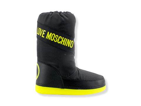 LOVE MOSCHINO Moonboot Doposci Donna Skyboot Nero Giallo Fluo JA2403G1FISX000 - Sandrini Calzature e Abbigliamento