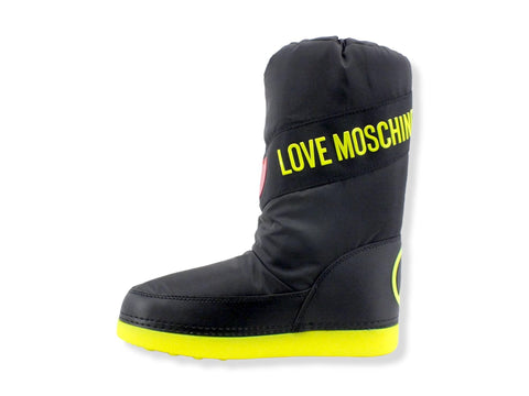 LOVE MOSCHINO Moonboot Doposci Donna Skyboot Nero Giallo Fluo JA2403G1FISX000 - Sandrini Calzature e Abbigliamento