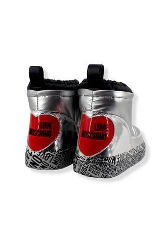 LOVE MOSCHINO Moonboot Doposci Donna Skyboot Nylon Argento JA24362G1FIST902 - Sandrini Calzature e Abbigliamento