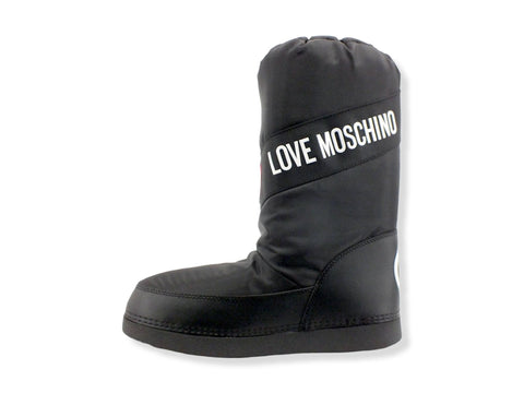 LOVE MOSCHINO Moonboot Doposci Donna Skyboot Nylon Logo Nero Bianco JA2403G1FISA000 - Sandrini Calzature e Abbigliamento