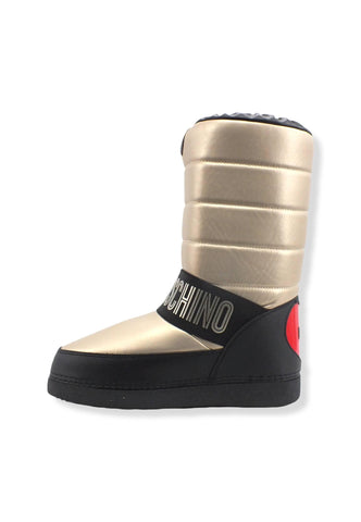 LOVE MOSCHINO Moonboot Doposci Donna Skyboot Soft Logo Oro Platino Nero JA24382G1FISV900 - Sandrini Calzature e Abbigliamento