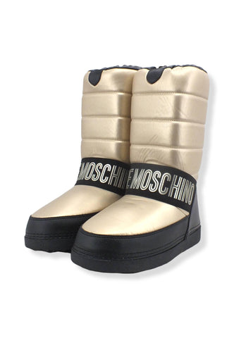 LOVE MOSCHINO Moonboot Doposci Donna Skyboot Soft Logo Oro Platino Nero JA24382G1FISV900 - Sandrini Calzature e Abbigliamento