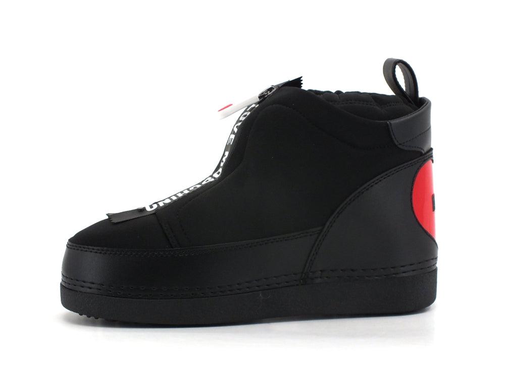 LOVE MOSCHINO Moonboot Skyboot Lycra Retro Cuore Nero - Sandrini Calzature e Abbigliamento