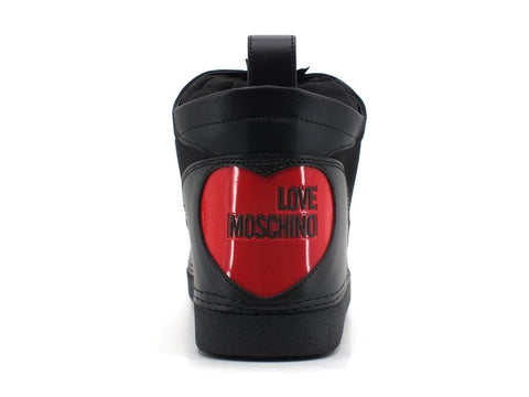 LOVE MOSCHINO Moonboot Skyboot Lycra Retro Cuore Nero - Sandrini Calzature e Abbigliamento