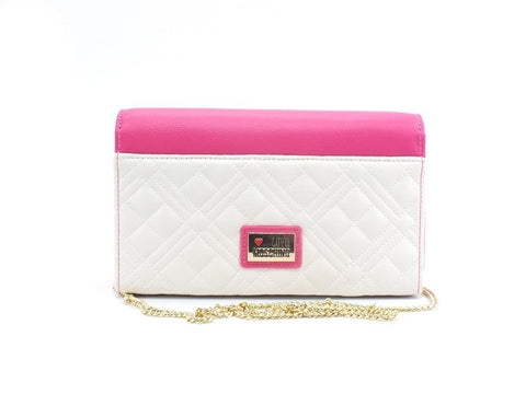 LOVE MOSCHINO Pochette Clutch Cuore Logo Fuxia Nero Avorio JC4061PP1ELD160A - Sandrini Calzature e Abbigliamento