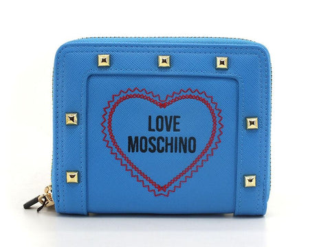 LOVE MOSCHINO Portafoglio Zip Around Borchie Blu Oceano JC5697PP0EKG0753 - Sandrini Calzature e Abbigliamento