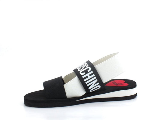 LOVE MOSCHINO Sandalo Elastic Bicolor Nero Bianco JA16033G0EJN400A - Sandrini Calzature e Abbigliamento