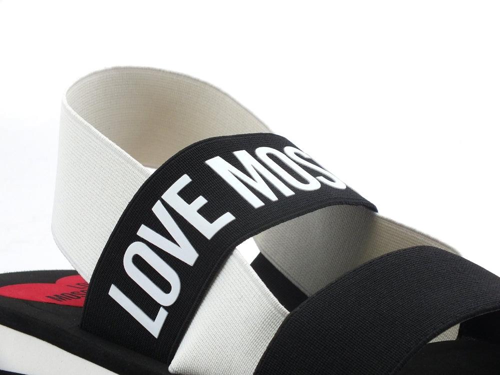 LOVE MOSCHINO Sandalo Elastic Bicolor Nero Bianco JA16033G0EJN400A - Sandrini Calzature e Abbigliamento