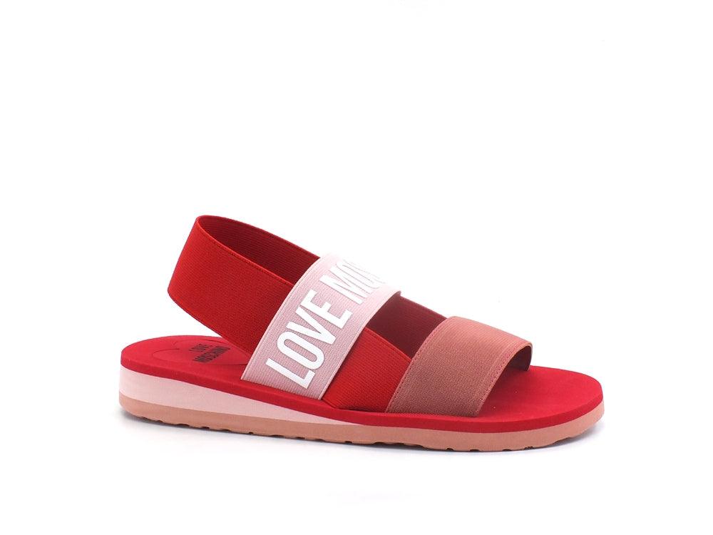 LOVE MOSCHINO Sandalo Elastic Bicolor Rosa Rosso JA16033G0EJN460A - Sandrini Calzature e Abbigliamento