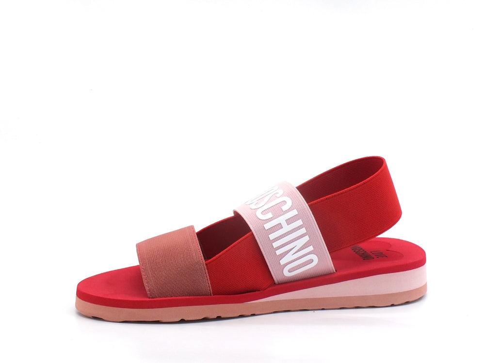 LOVE MOSCHINO Sandalo Elastic Bicolor Rosa Rosso JA16033G0EJN460A - Sandrini Calzature e Abbigliamento