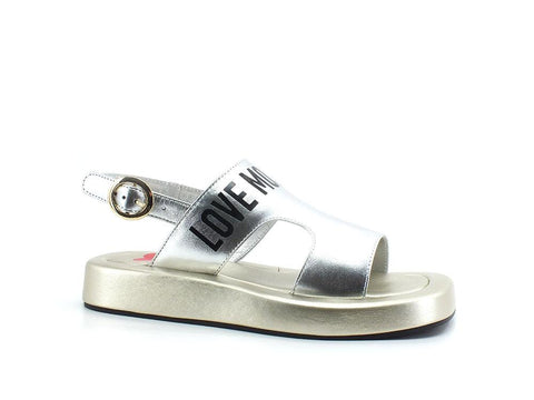 LOVE MOSCHINO Sandalo Platform Laminato Row Argento Platino JA16153G0EIF190A - Sandrini Calzature e Abbigliamento