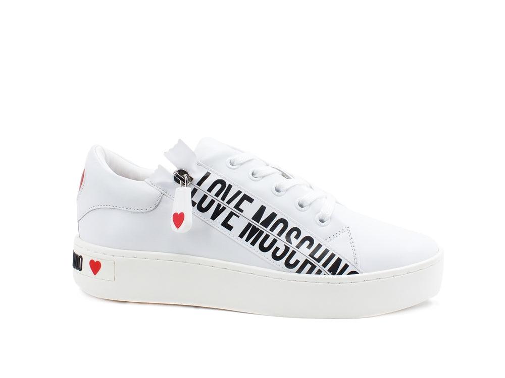 LOVE MOSCHINO Sneaker Cassetta 35 Zip Logo Bianco JA15093G1CJA0100 - Sandrini Calzature e Abbigliamento