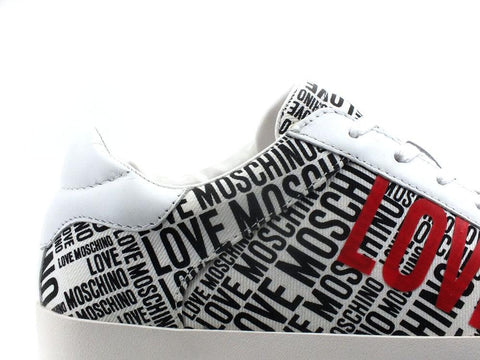 LOVE MOSCHINO Sneaker Denim Logo Bianco Nero JA15532G0EJF010A - Sandrini Calzature e Abbigliamento