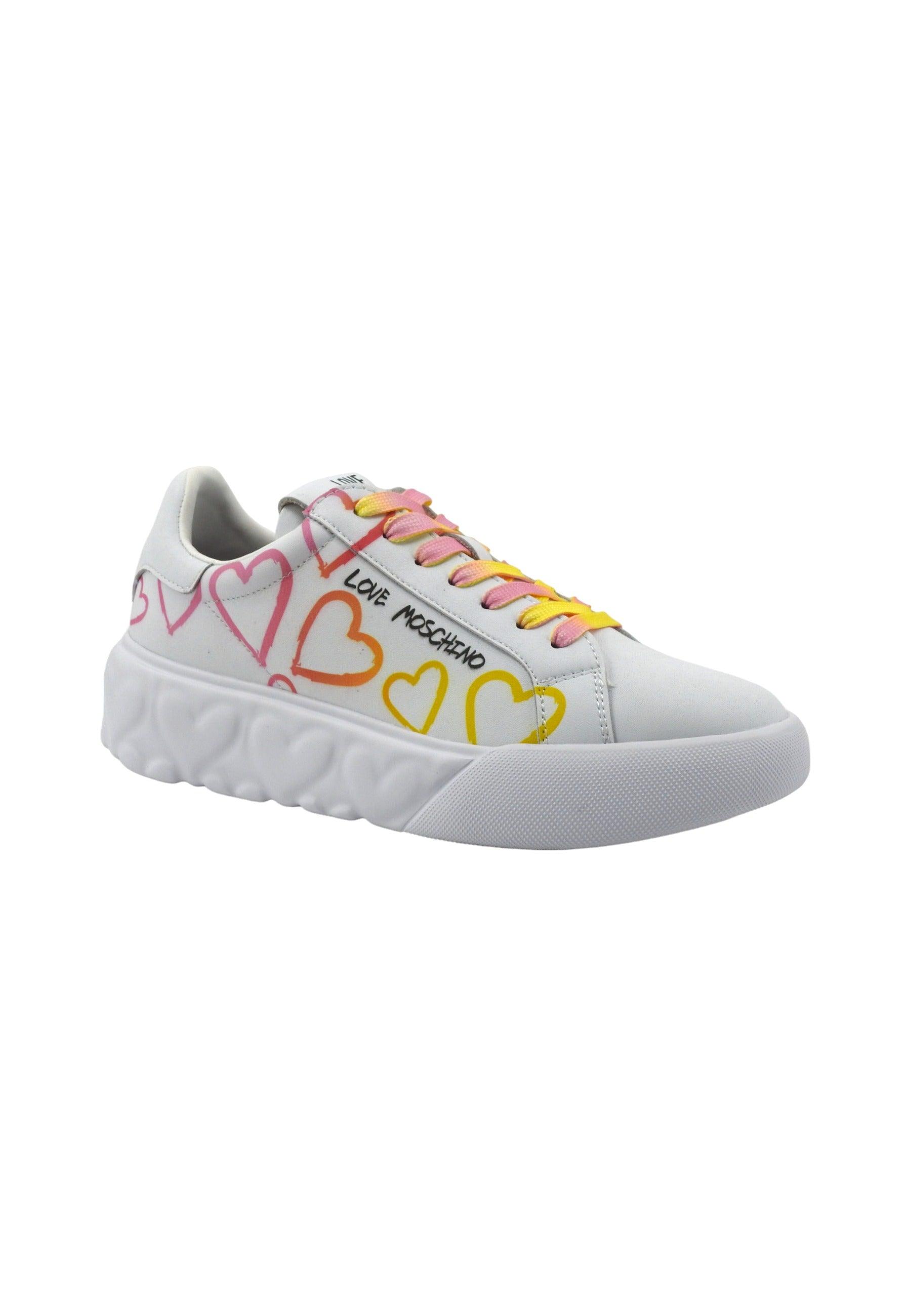 LOVE MOSCHINO Sneaker Donna Bianco Fuxia Multi JA15024G1IIDC10A - Sandrini Calzature e Abbigliamento