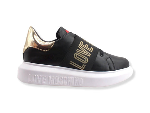 LOVE MOSCHINO Sneaker Donna Platform Fascia Nero Platino JA15104G1FIA600A - Sandrini Calzature e Abbigliamento