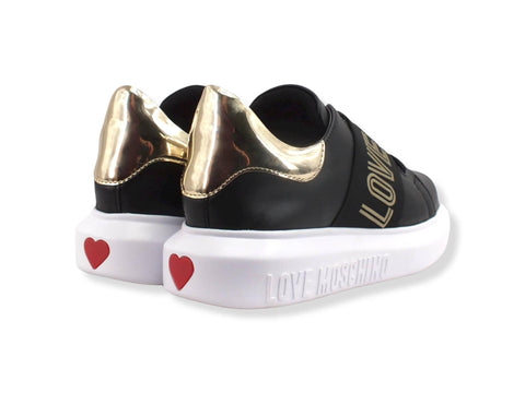 LOVE MOSCHINO Sneaker Donna Platform Fascia Nero Platino JA15104G1FIA600A - Sandrini Calzature e Abbigliamento