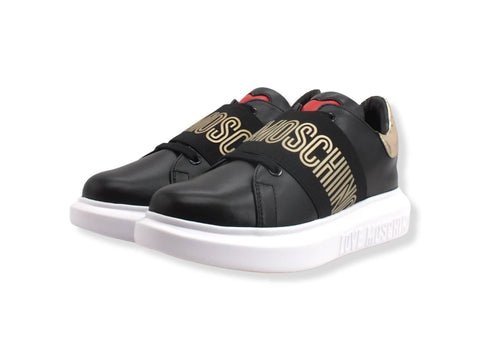LOVE MOSCHINO Sneaker Donna Platform Fascia Nero Platino JA15104G1FIA600A - Sandrini Calzature e Abbigliamento