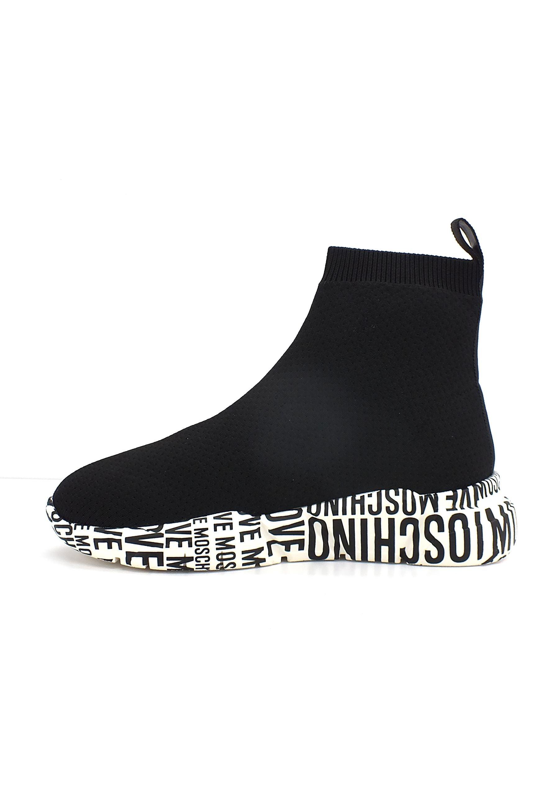 LOVE MOSCHINO Sneaker Elastic Sock Donna Nero Bianco JA15453G0FIZ5000 - Sandrini Calzature e Abbigliamento